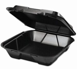 Hinged Black Container - 3 Compartment - 200 Ct