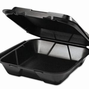 Hinged Black Container - 3 Compartment - 200 Ct