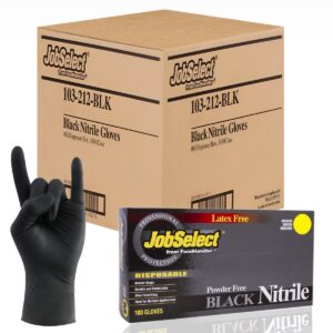 Job Select - Large Powder Free Black Nitrile Gloves-10 /100 Ct