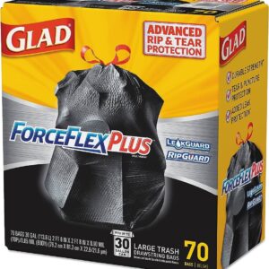 Glad ForceFlexPlus Drawstring Large Trash Bags, 30 Gallon