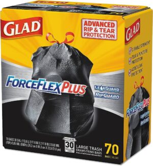 Glad ForceFlexPlus Drawstring Large Trash Bags, 30 Gallon