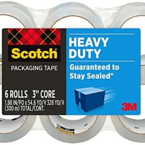 Scotch Heavy Duty Shipping Packaging Tape, 1.88" x 60.15 yd, 6-Pack