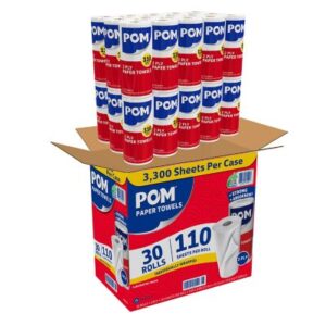 POM Individually Wrapped 2-Ply Paper Towels - 110 sheets/roll, 30 rolls - Image 2