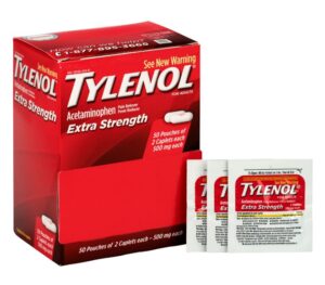 Tylenol Extra Strength Caplets, 500 mg Acetaminophen -2 caplets/pk., 50 pk