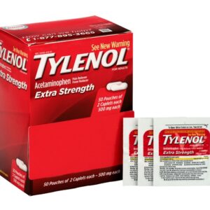 Tylenol Extra Strength Caplets, 500 mg Acetaminophen -2 caplets/pk., 50 pk