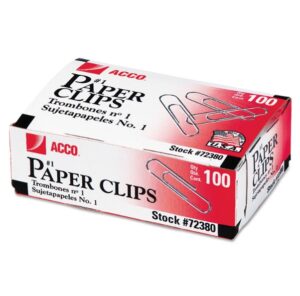 ACCO - Paper Clips, #1 Size Smooth100 Ct - 10 Pack