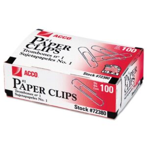ACCO - Paper Clips, #1 Size Smooth100 Ct - 10 Pack