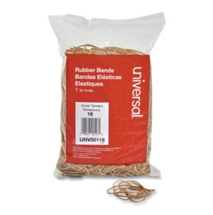 Universal Rubber Bands, Size 16, 0.04" Gauge, Beige, 1 lb Box, 1,900/Pack