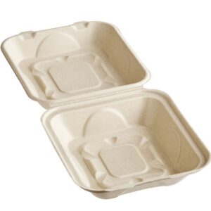 Kanak - 8" 3 Compartment Hinged Container (cane pulp) - 100 Ct
