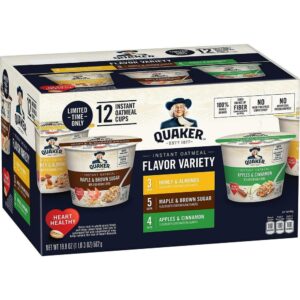 Quaker Instant Oatmeal Express Cups, Variety Pack 19.8 oz 12 Ct