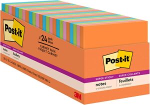 Post-it Super Sticky Notes, 3 in x 3 in, 24 Pads, 70 Ct
