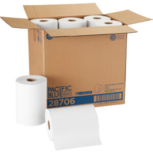 White Paper Towel Roll, 8x12 - 12Ct Pack - Image 2