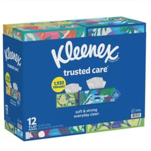 Kleenex Trusted Care 2-ply Facial Tissues 12 boxes, 160 tissues/box