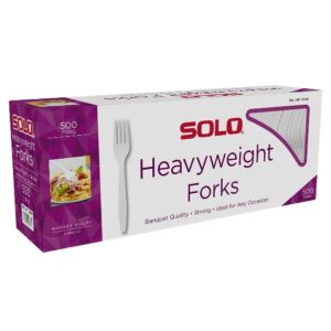 Solo Heavyweight Plastic Fork, White 500Ct