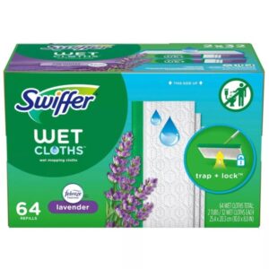 Swiffer Sweeper Wet Mopping Cloth Refills, Lavender Scent 64 ct