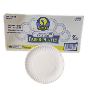Sunset- Uncoated Paper Plates, 9" - 1000/Cs