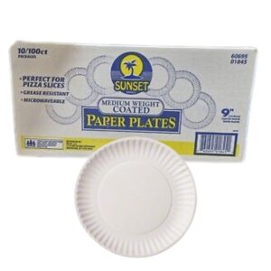 Sunset- Uncoated Paper Plates, 9" - 1000/Cs