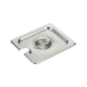 Winco - 18/8 Stainless Steel Steam Pan Cover, Slotted, Half Size, 12.81" x 10.44" x 1.25"