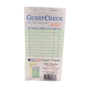 G-3674 Green Booked Guest Checks - 500ct