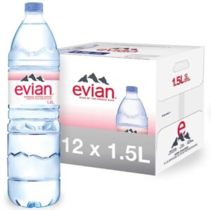Evian- Natural Spring Water - 12/1.5L plastic bottles