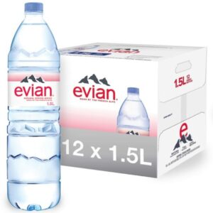Evian- Natural Spring Water - 12/1.5L plastic bottles