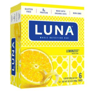 LUNA LemonZest Flavor Gluten Free Snack Bars, Protein Bars 1.69 / 12 Ct